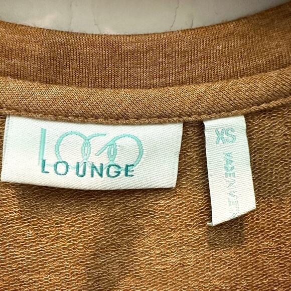 LOGO BY LORI GOLDSTEIN | Mustard V-Neck Tunic Top Lace Hem & Floral Back | XS - Picture 6 of 7